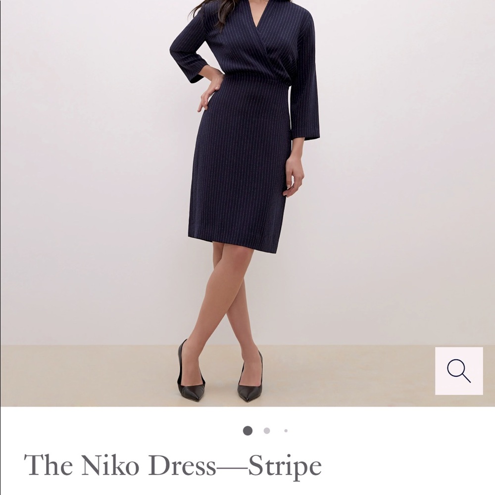 Mm LaFleur Navy striped Niko Dress 8